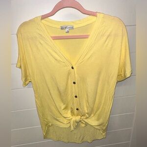 Yellow V neck with tie front